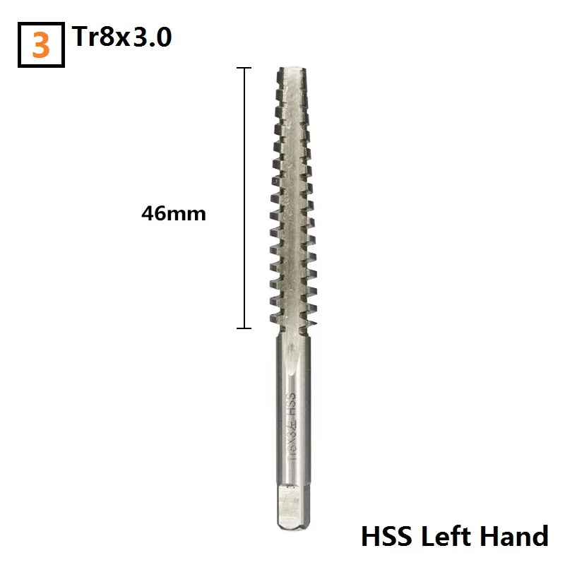 3- TR8x3 1 шт. TR8-TR16 HSS машина Plug Tap прямая флейта метрический шуруп Tap сверло левая рука трапециевидный кран - Цвет: 3- TR8x3