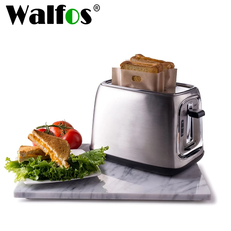 Walfos 3 Pieces 16*16.5CM Heat Resistant Non Stick Toast Bread Bags Bread Grill Microwave Bags Reusable Toaster
