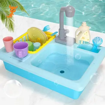 

Kids New Plastic Simulation Electric Dishwasher Sink Pretend Play Kitchen Toys Sets For Children Girls Birthday Christmas Gifts
