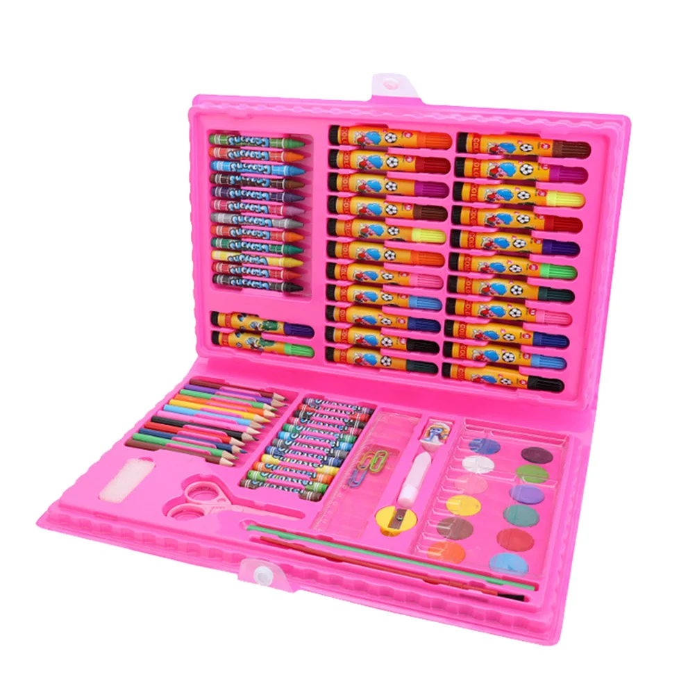 86 шт. детские инструменты для рисования художественные принадлежности для рисования с фломастеры точилка VH99 - Цвет: Розовый
