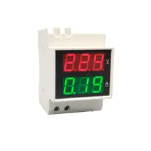 1 шт. din-рейка двойной светодиодный индикатор напряжения и тока, din-рейка Вольтметр Амперметр диапазон переменного тока 80-300 в 0,1-99.9A