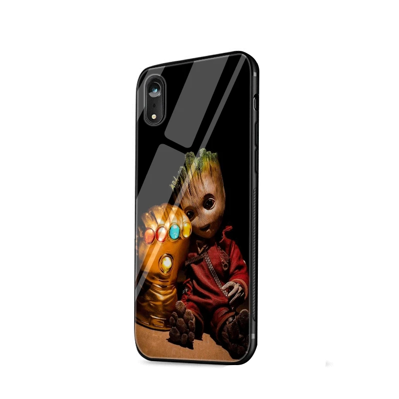 Glass Phone Case TPU Glass For Apple Iphone 5 5s SE 6 6S 7 8 Plus XR X XS Max Cover Baby Groot - Цвет: G8