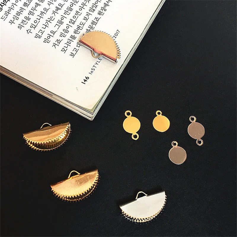 

10 pcs copper semi-circular pointed mouth clip single hanging double hanging disc earring material pendant jewelry accessories