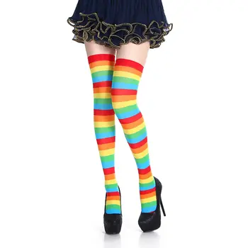 

Halloween Christmas Party Socks Women Over Knee Long Stripe Printed Thigh High Striped Patterned Socks Sweet Warm Wholesale