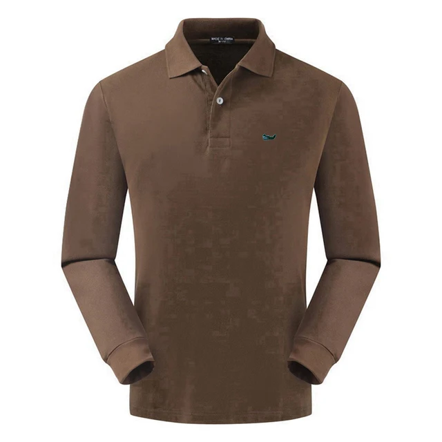 High Quality Spring Autumn 100% Cotton Embroidery Logo Casual Polo Shirts Men's Long Sleeve Polo Shirt 2021 New Arrival Tops Tee coffee