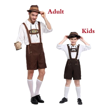 

Bavarian Beer German Oktoberfest Costume Men Halloween Octoberfest Shirt Pants Hat Festival Party Outfit Stage Performance Suit
