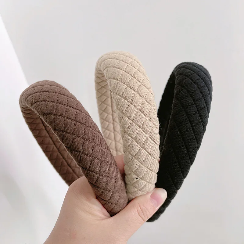 

Fashion Hair Band Rhombic Solid Color Folds Pattern Hair Hoop Headbands Designer Headband Hair Accessories for Women