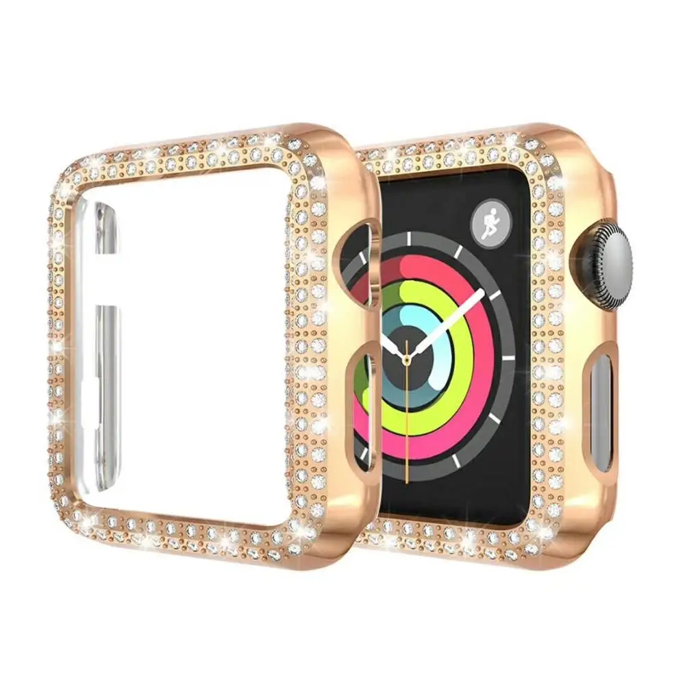 2019 Алмазный пластиковый чехол для Apple watch ремешок 40 мм 44 38 42 проктивный бампер iwatch