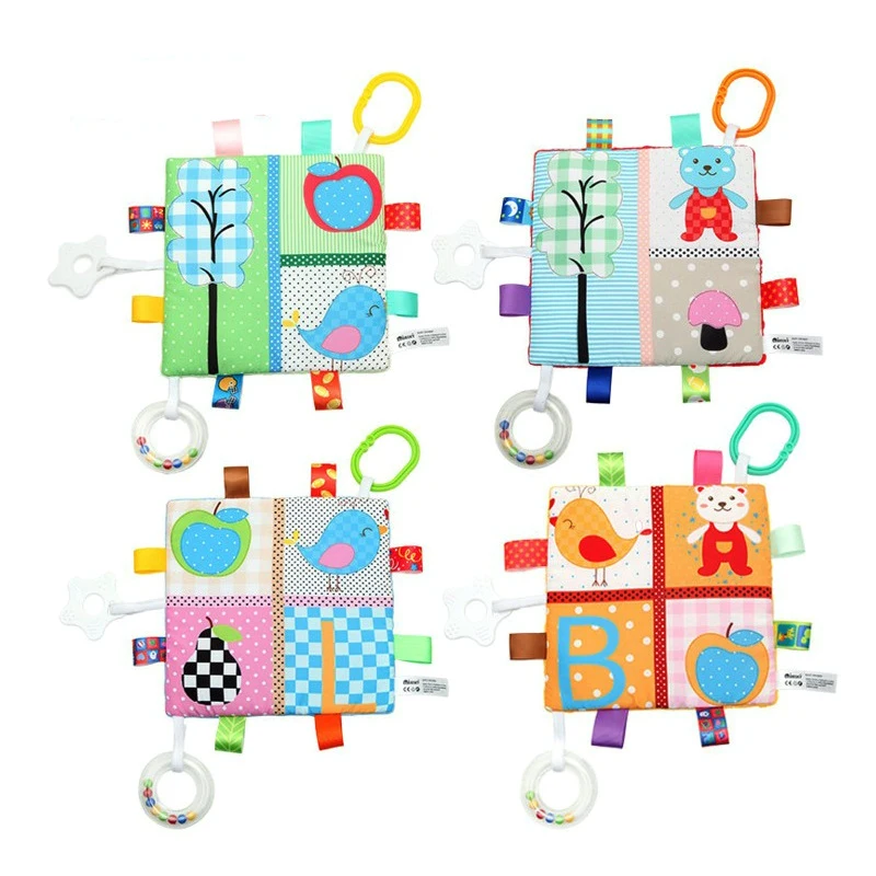 부드러운 플러시 편안한 아기 수건, 만화 라벨, Teether, 딸랑이, 다기능 교육, 아이를 감각 인지 선물