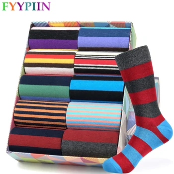 

2020 Men's Socks New High Quality Brand Classic Striped Socks Cotton Colorful Happy Fashion Casual Dress Socks Men