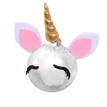 

80mm Christmas Ornaments DIY Crafts Santa Claus Transparent Unicorn Plastic Balls Christmas Tree Pendants Festival Decorations