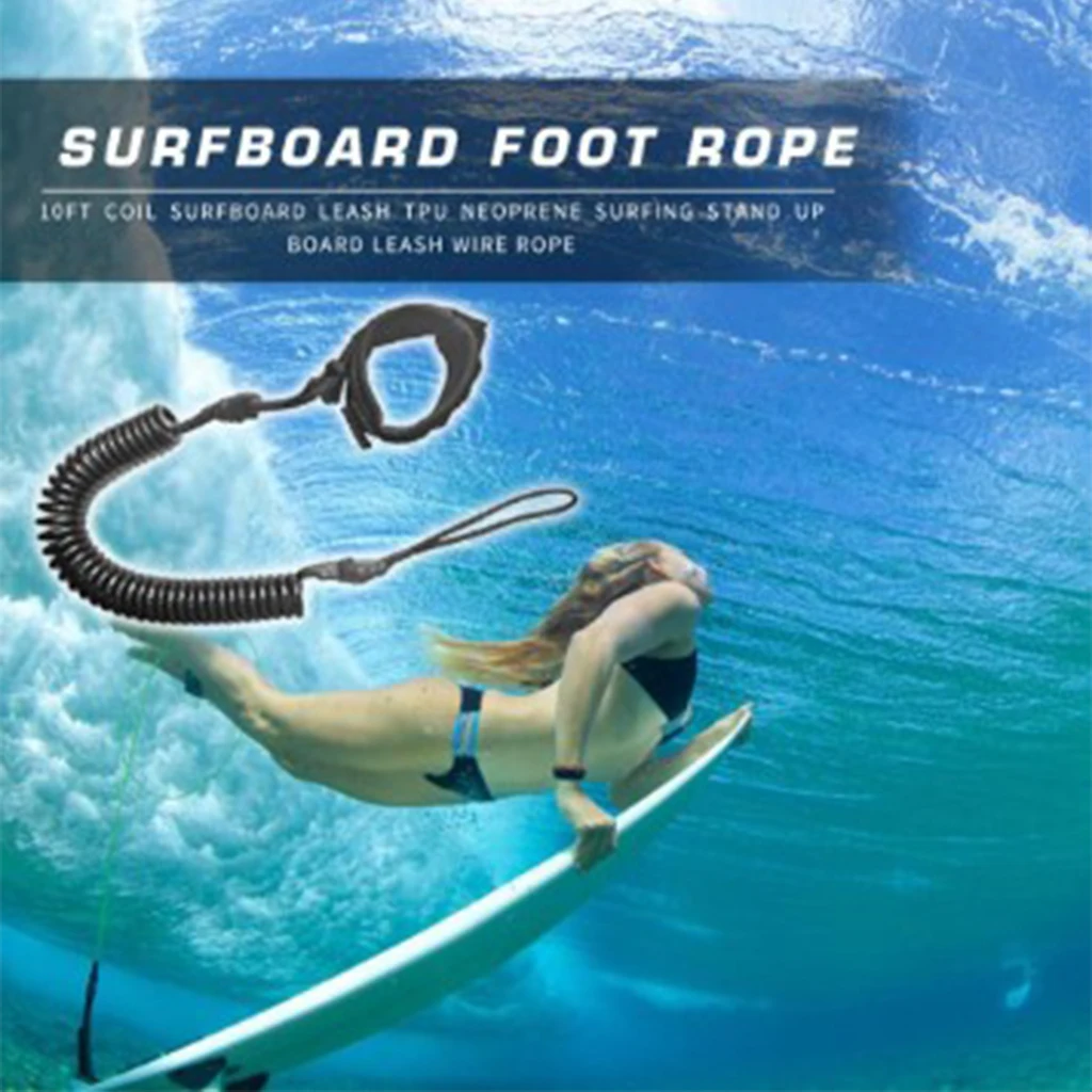 High Elastic Surfboard Leash Coiled Premium Bodyboarding Surfing Leg Rope Adjustable Comfortable Ankle Strap 5mm Thick