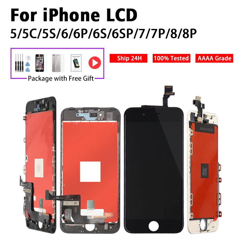 AAAA + ЖК дисплей для iPhone 5S 6 6S 7 8Plus сенсорный экран дигитайзер сборка SE 6SP 7P 8 без