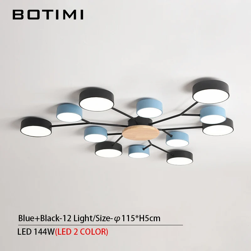 12 Light-Blue-Black BOTIMI Новое поступление современный светодиодный Люстра с круглыми серыми металлическими абажурами для гостиной скандинавский потолочный светильник для спальни - Цвет абажура: 12 Light-Blue-Black