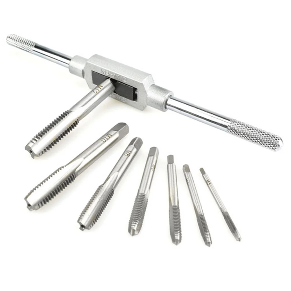

8PCS/Set Wrench Screw Tap M3-M12 Machine Spiral Point Straight Fluted Screw Thread Metric Plug Hand Tap Drill Set Hand Tools