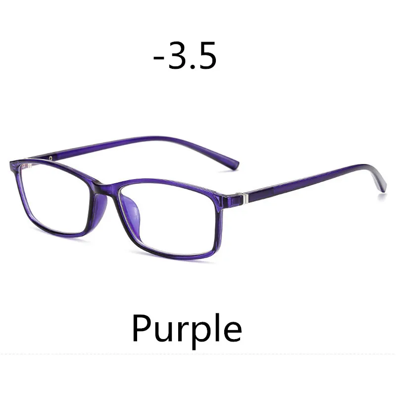 Elbru Классический анти-синий светильник очки для близорукости для мужчин и женщин близорукие очки-1,0-1,5-2,0-2,5-3,0-3,5-4,0 - Цвет оправы: Purple-3.5