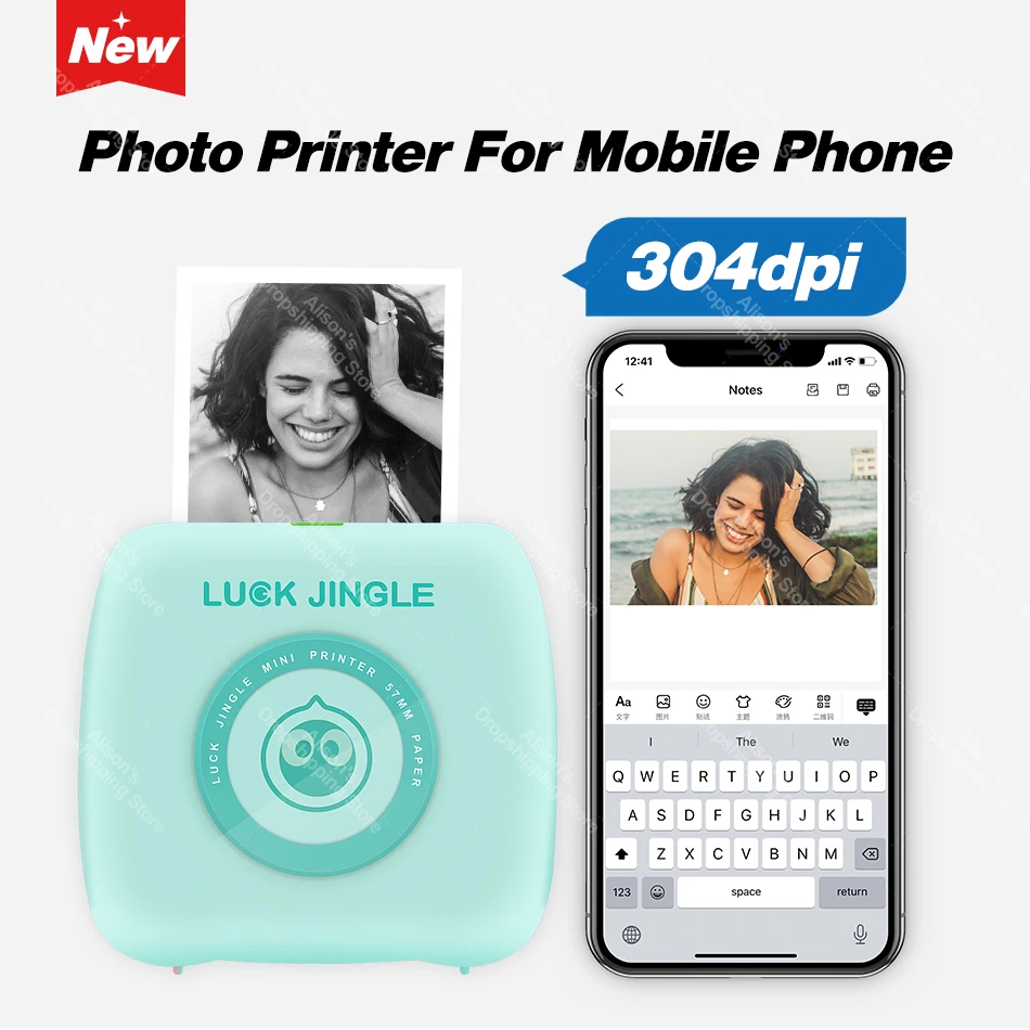 304 Dpi Nieuwe Pocket Photo Printer Mini Bluetooth Thermische Printer 58Mm Draadloze Sticker Label Mobiele Android Ios Telefoon Printer