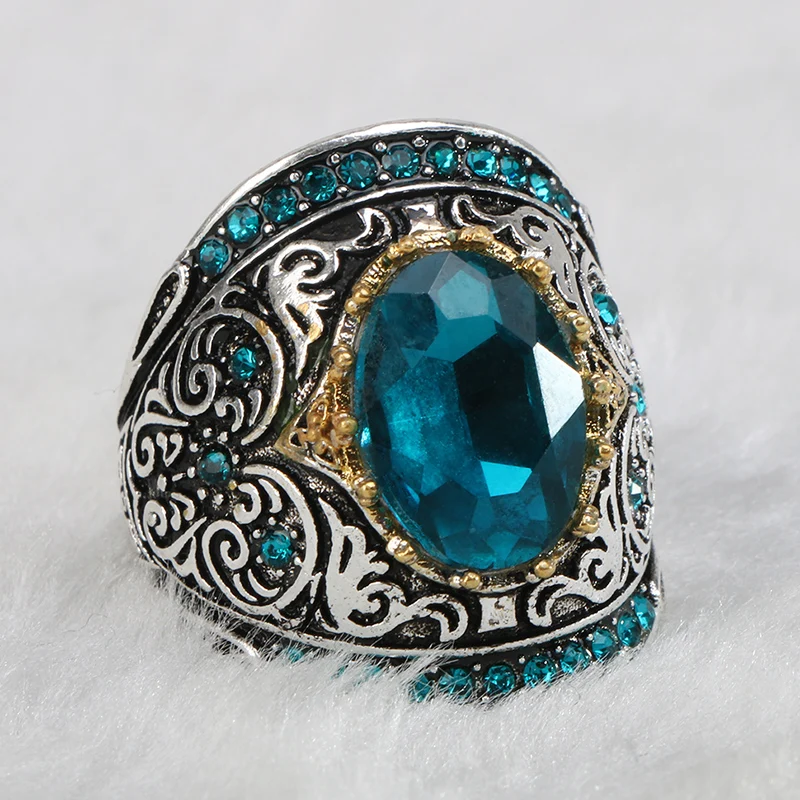 Silver Ring Cellacity 925 Jewelry for Party Aquamarine for Women Huge Oval Gemstones Hyperbole Design Size6-10 Female Gift