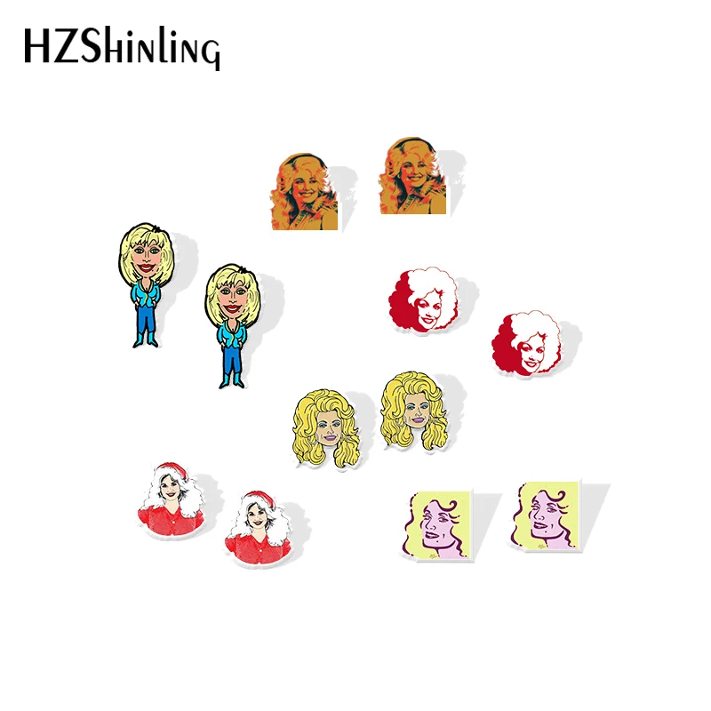 2019 новые акриловые серьги Dolly Parton серьги-гвоздики в стиле кантри музыки певицы