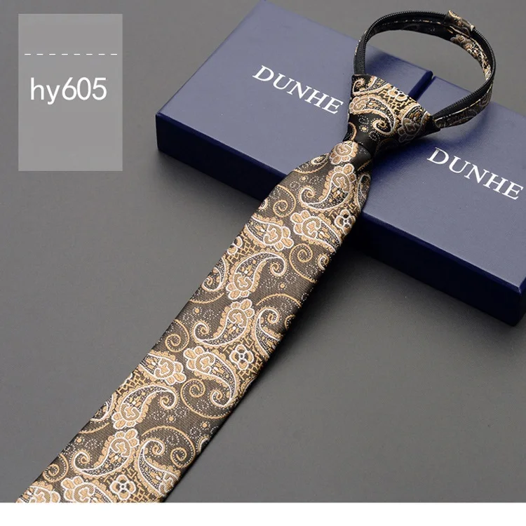 Высокое качество новые дизайнерские бренды модные деловые повседневные 6 см тонкие галстуки для мужчин полосатый желтый на молнии галстук с подарочной коробкой