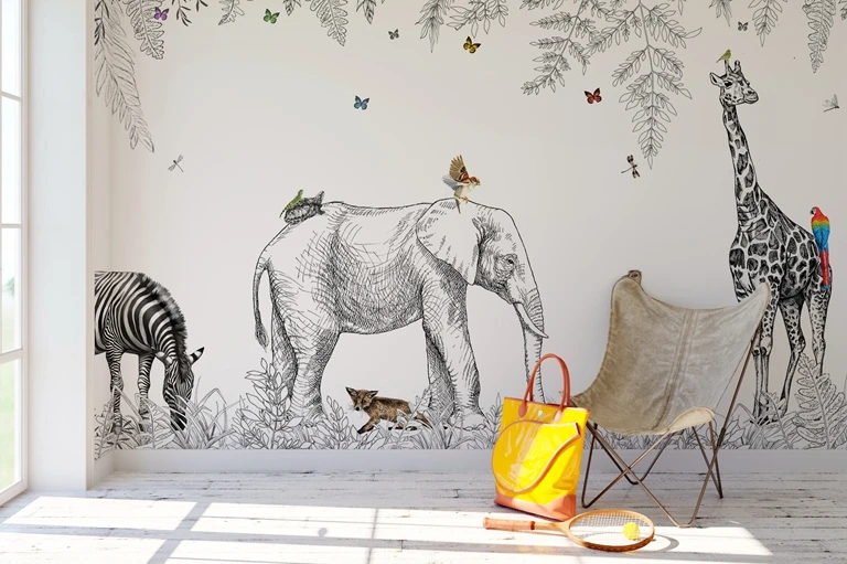 Safari Animais Wallpaper, Papier peint panoramique animaux,