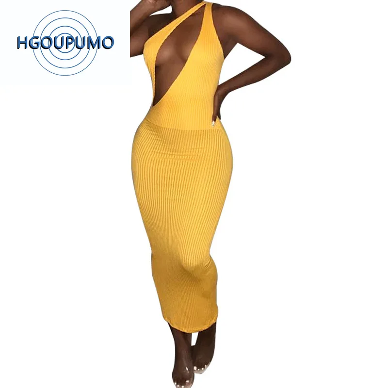 

Bodycon One Shoulder Sexy Club Party Dress Women Open Back Front Cut Out Long Wrap Dress Plus Size Summer Skinny Maxi Dresses
