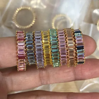 

Handmade Eternity Promise ring AAAA cz Engagement color copper Wedding Band Rings for women Men Finger Party Jewelry wholesale