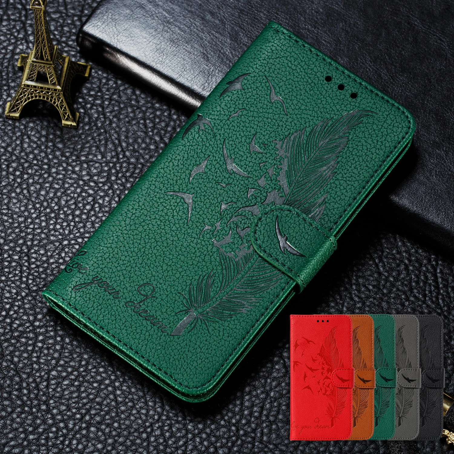 Feather Leather Case For Samsung S9 S10 S20 Plus S10E Ultra Note 9 10 Note10 Pro Lite A6 A7 A8 A9 J4 J6 2018 M10 M20 Cover | Мобильные