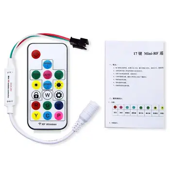 

WS2812B WS2811 Addressable LED Controller RF Remote Wireless Mini Controller 5~24V DC for WS2811 Dream Color Rainbow JK208