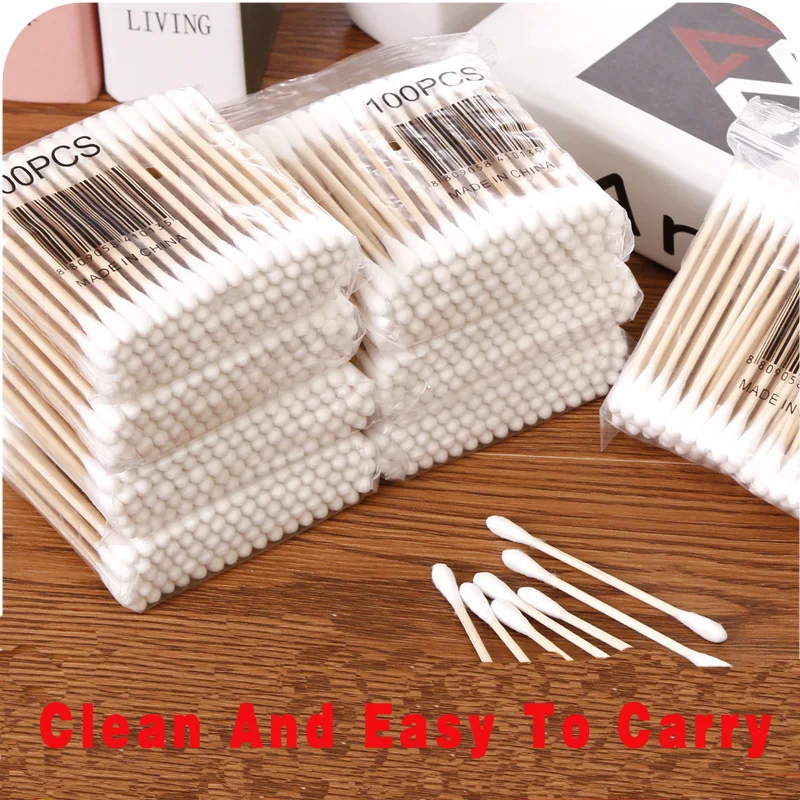 100pcs/50pcs Double Head Cotton Swab Bamboo Cotton Swab Wood Sticks Disposable Buds Cotton For Beauty Makeup Nose Ears Cleaning 100pcs/50pcs Double Head Cotton Swab Bamboo Cotton Swab Wood Sticks Disposable Buds Cotton For Beauty Makeup Nose Ears Cleaning