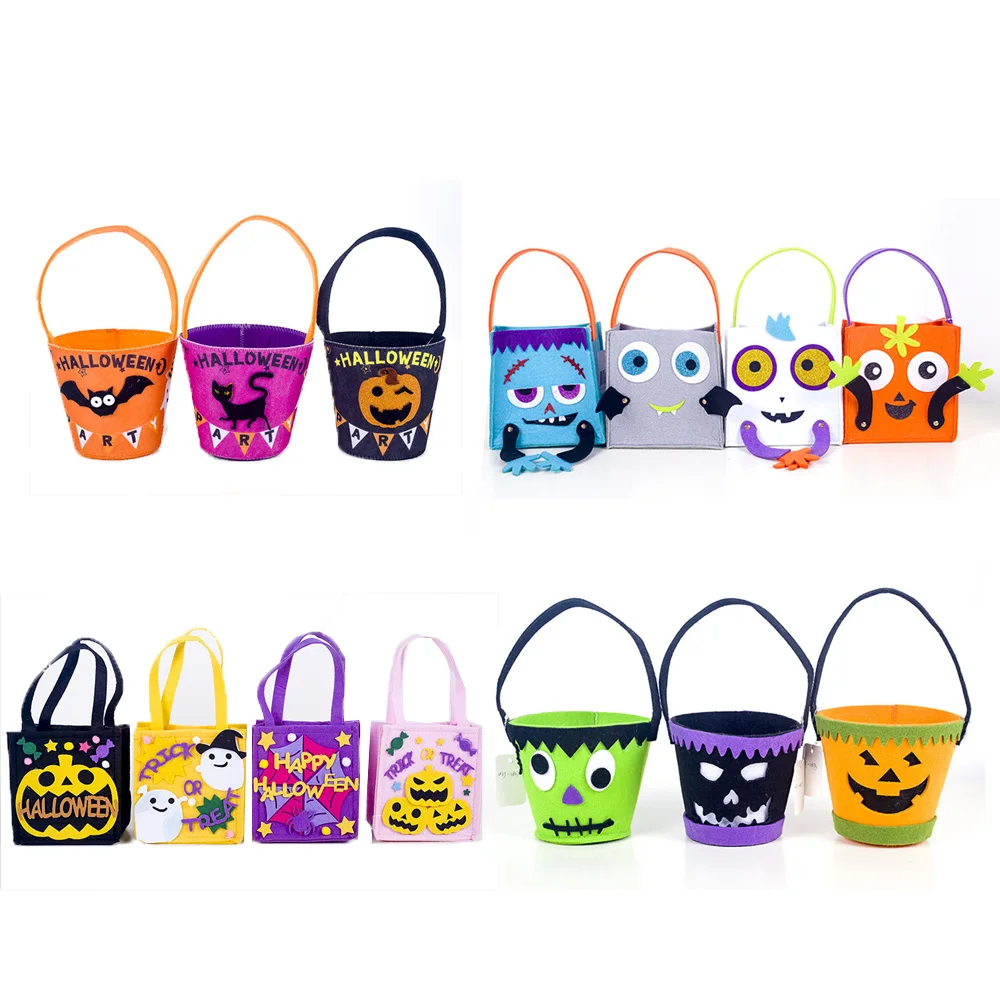 

2019 New Halloween Decoration Kawaii Pumpkin Ghost Candy Bag Kids Handle Shopping Bag Birthday Party Decorations Gift Bigs