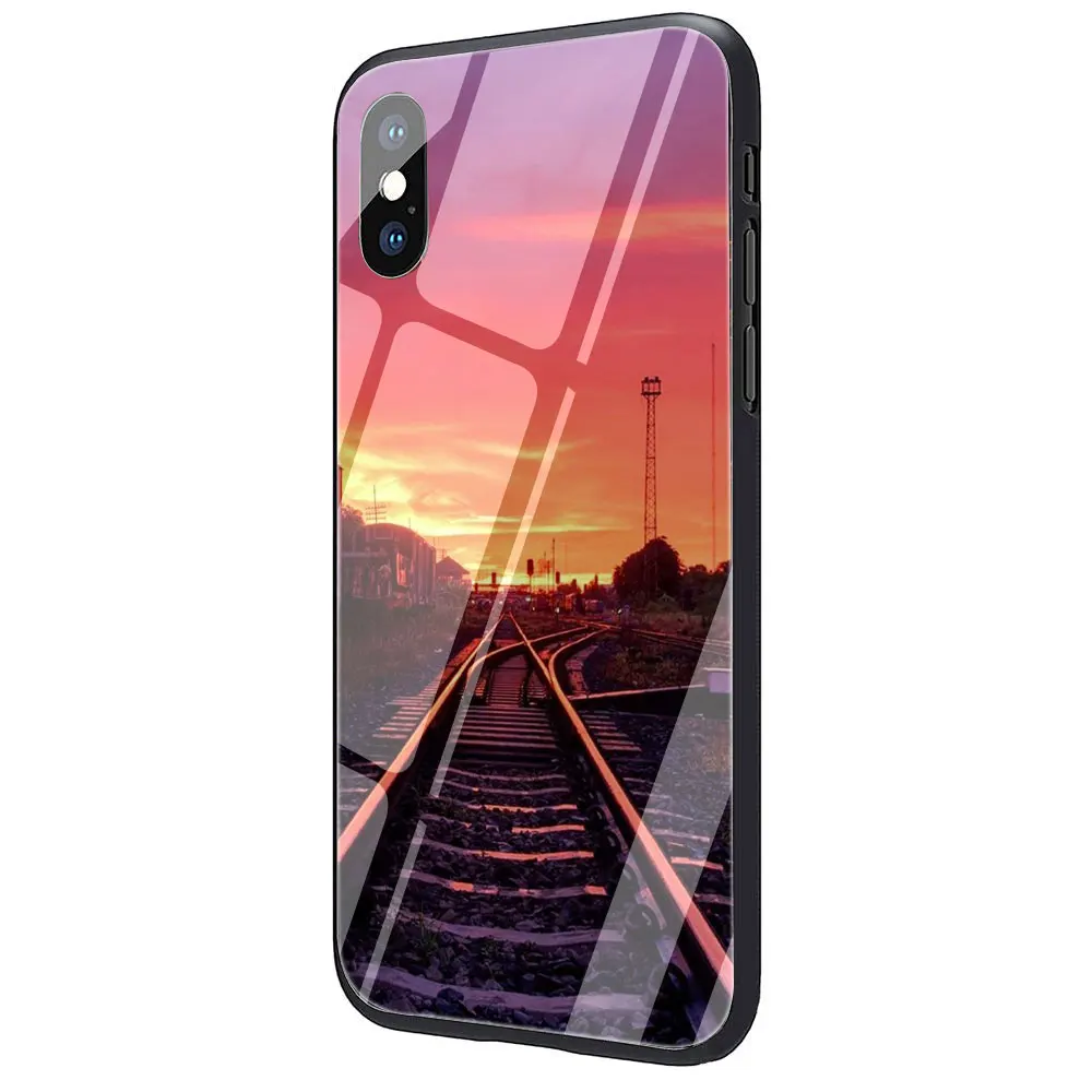 G7 Чехол для телефона EWAU Railway из закаленного стекла для iPhone 11 Pro 6 6S Plus 7 8 Plus X XS XR XS Max - Цвет: G7