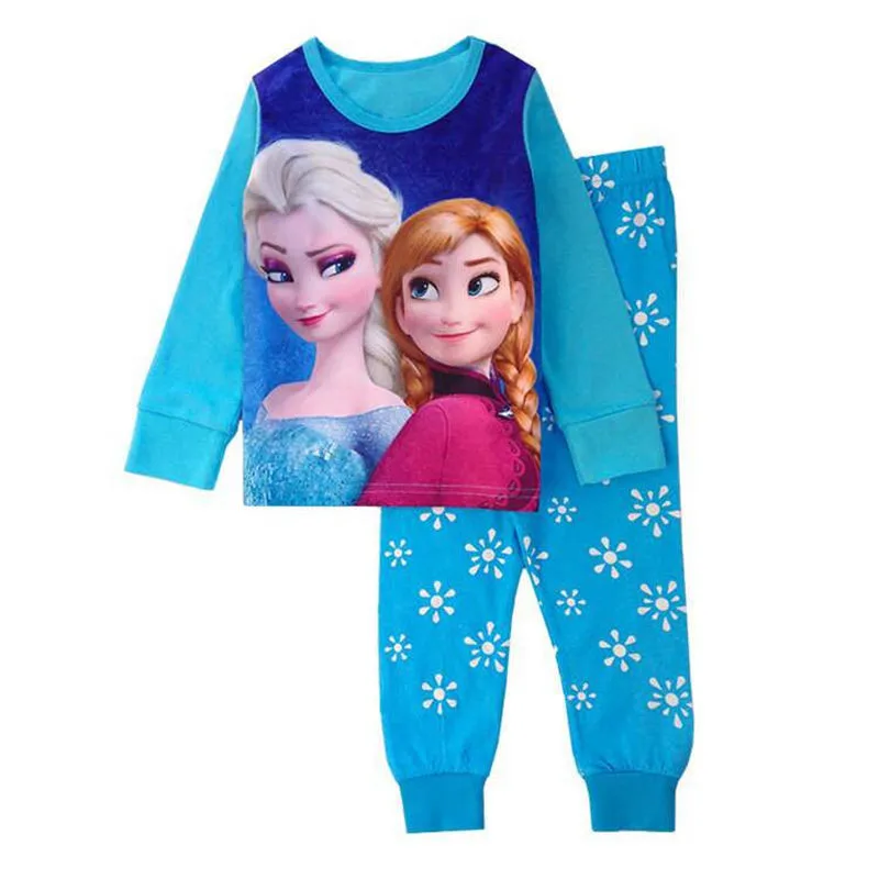Hot Children's Pajamas Anna Elsa Sleepwear Long Sleeve T-shirt Sports Pajamas Set Cartoon Kids Boys Girls Baby Pajama