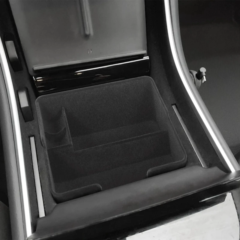 

for Tesla Model 3 2017-2019 Center Console Flocking Storage Box Armrest Box Storage Box Car Interior Modification