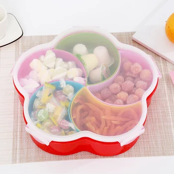 

Sectional Serving Bowl with Cover Candy Dish Dried Fruit Plate Snack Candy Tray MYDING