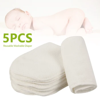 

5 PCS Reusable baby Diapers Cloth Diaper Inserts 1 piece 3 Layer Insert 100% Cotton Washable babies care Eco-friendly diaper