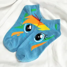Носки с рисунком из аниме «Моя маленькая лошадка»; женские хлопковые носки с героями мультфильмов; новые удобные модные повседневные носки синего цвета; сезон весна-лето; Calcetines