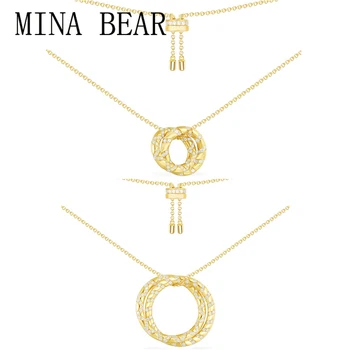 

MINABEAR Fashion Sterling Silver Pendant 1: 1, Yellow Silver Interlaced Adjustable round Necklace, Luxury Jewelry Gift For Women