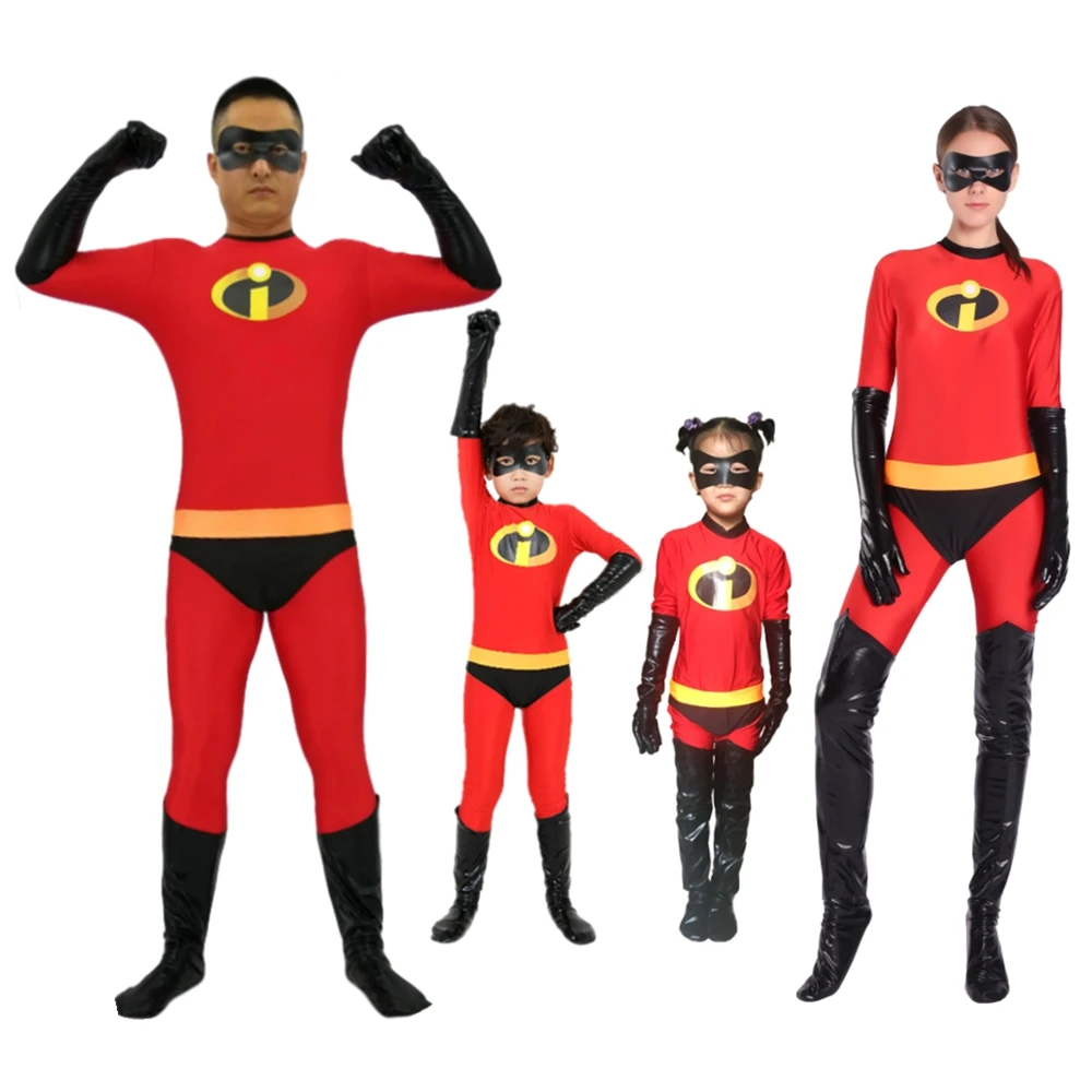 Incredibles 2 Costume Mr Mrs Cosplay Elastigirl Hulk Spider Family Adult Kid disfraz niño Suit Jumpsuit Bodysuit | Тематическая