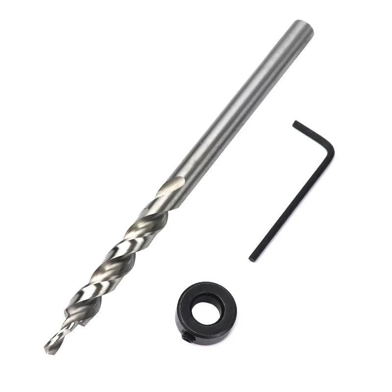 3pcs 9.5mm Woodwork Tool Hole Puncher Locator HSS Step Drill Bit W// Stop Ring