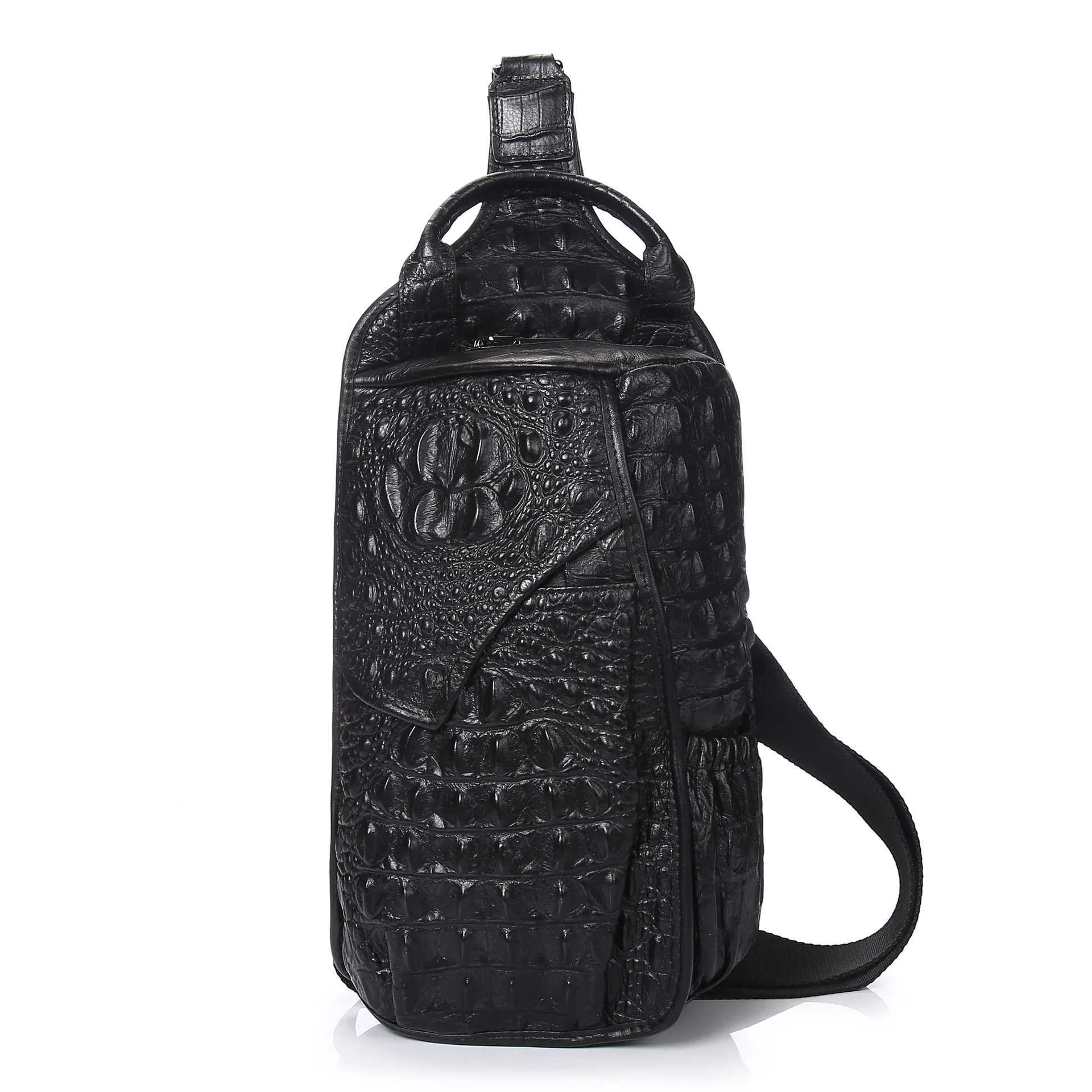 

Trend Crocodile Pattern Men Small Chest Bag Full-grain Leather Japanese Korean Shoulder Men's Chest Over-the-shoulder Bag