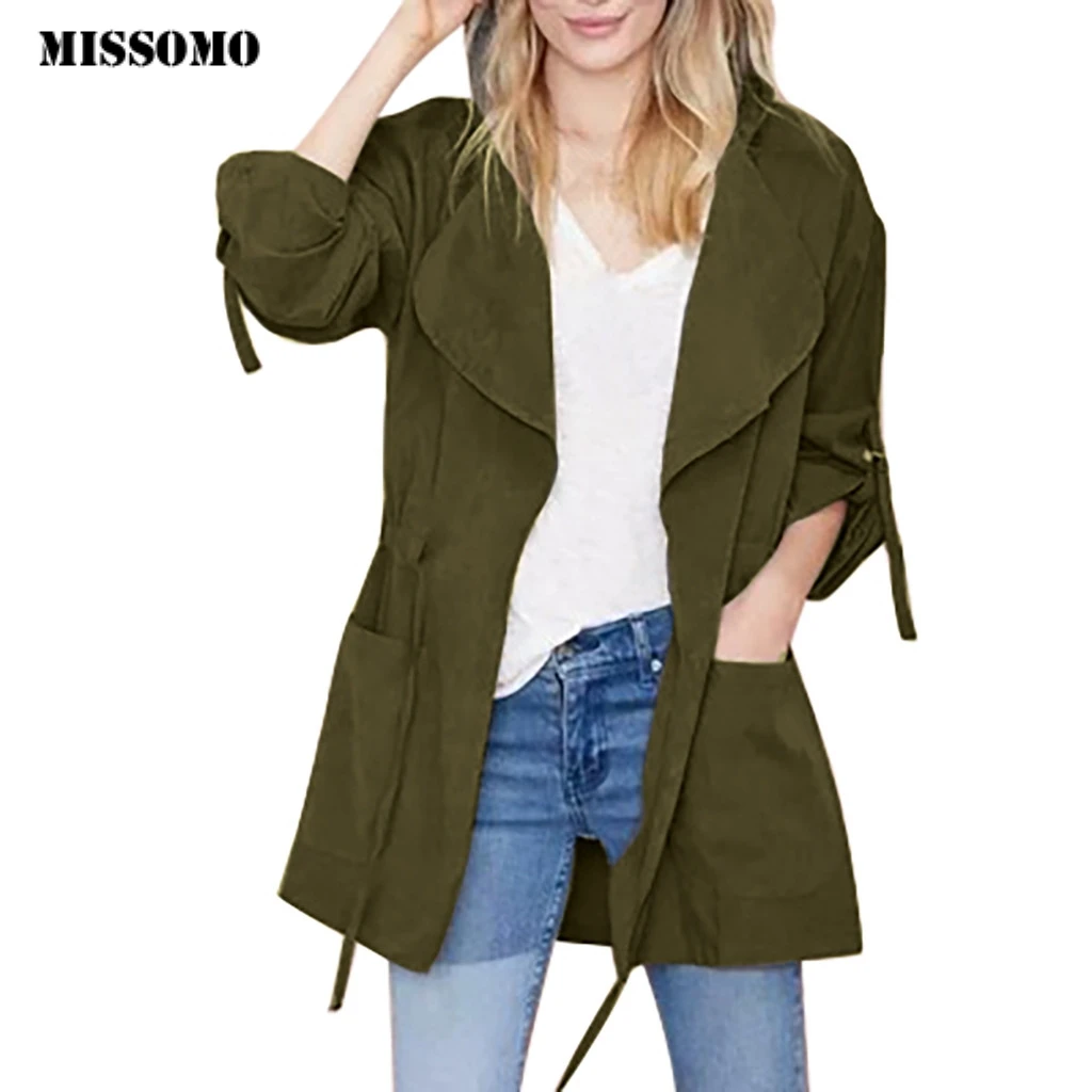 

MISSOMO bomber Jacket women Long Sleeve Pocket Drawstring Hooded Coat Jacket Windbreaker coat women jaqueta feminina 716