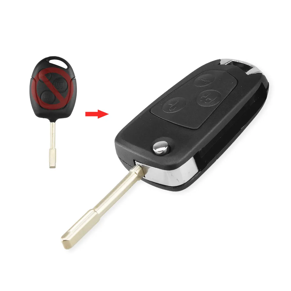 KEYYOU откидной ключ складной модифицированный Uncut автомобиль заготовка для ключа зажигания дистанционного Fob чехол для Ford Focus Mondeo Festiva KA крышка - Количество кнопок: Model 2