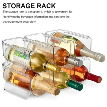 

Transparent Stackable Wine Rack Space Saving Beer Storage Bracket Holder Anti-drop Plastic For Refrigerator Bars Or Wine Cellars
