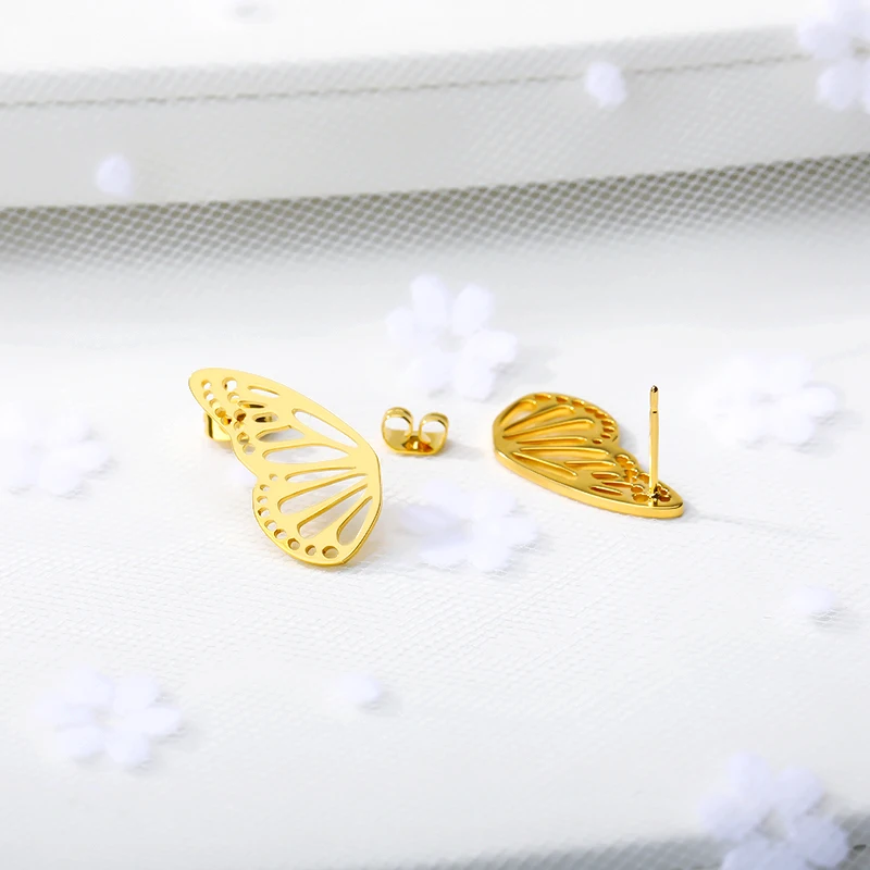 Индивидуальные женские серьги-гвоздики, серьги-гвоздики в виде бабочки, золотые украшения из нержавеющей стали, серьги-гвоздики с животными, подарок bff