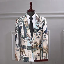 Blazer Masculino One Button Printed Casual Mens Suits Jackets slim Homme Blazer Masculino Top Quality Dress Big size