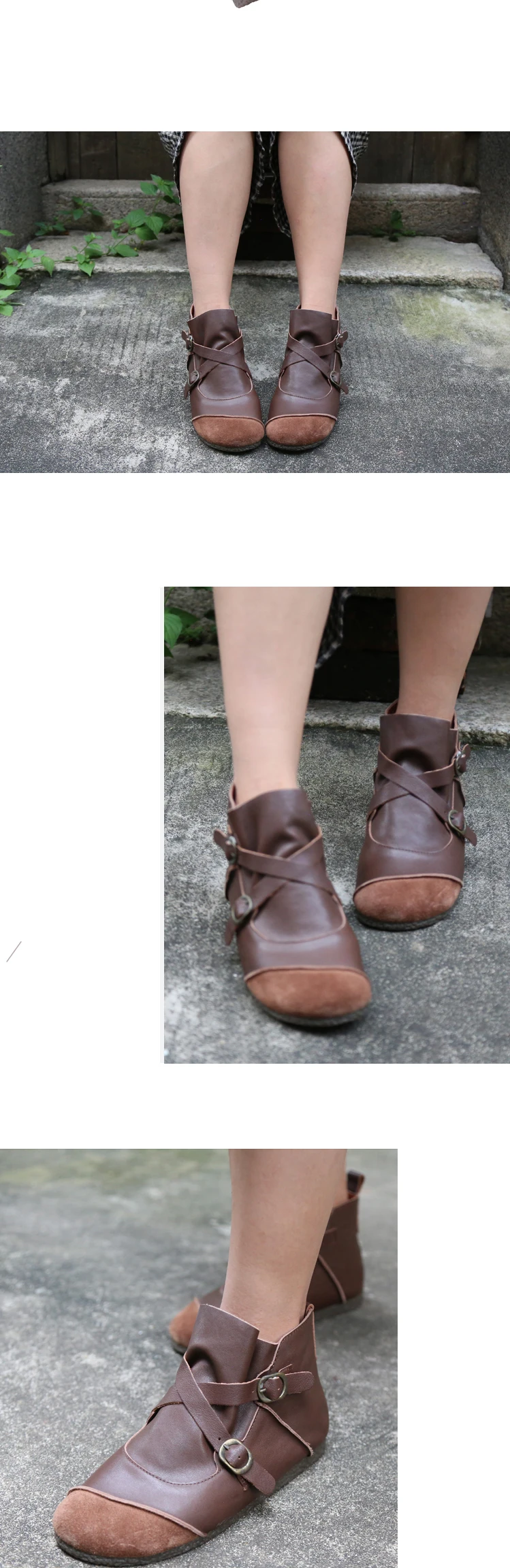 Оригинальные женские ботинки ручной работы на мягкой подошве Удобные повседневные ботильоны из натуральной кожи на плоской подошве обувь для мам; большие размеры 40-42