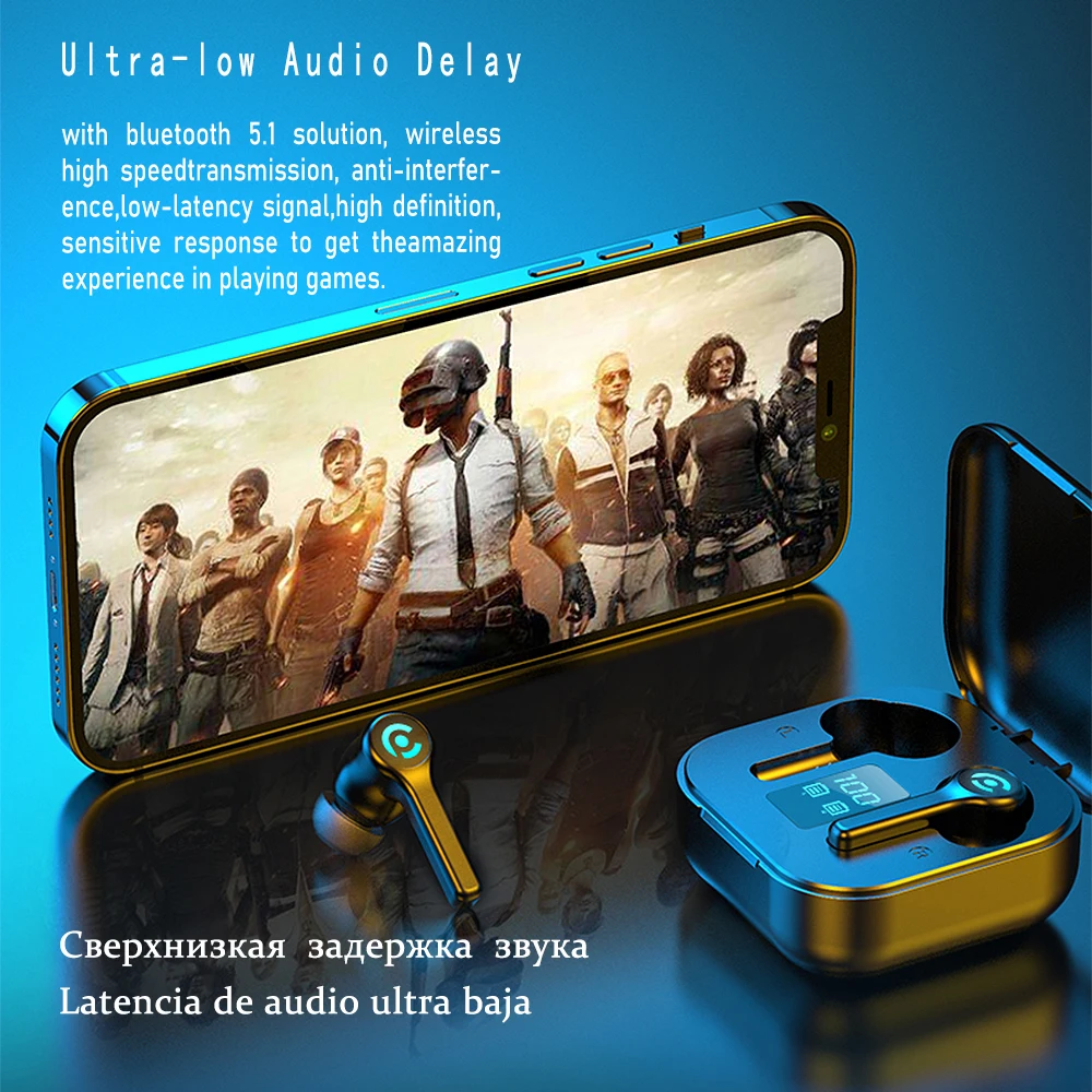 56 HOURS LONG battery Wireless Bluetooth V5 1 Earphone Colorful Wireless Headphone HIFI Stereo Earbuds Call Earphone with Mic