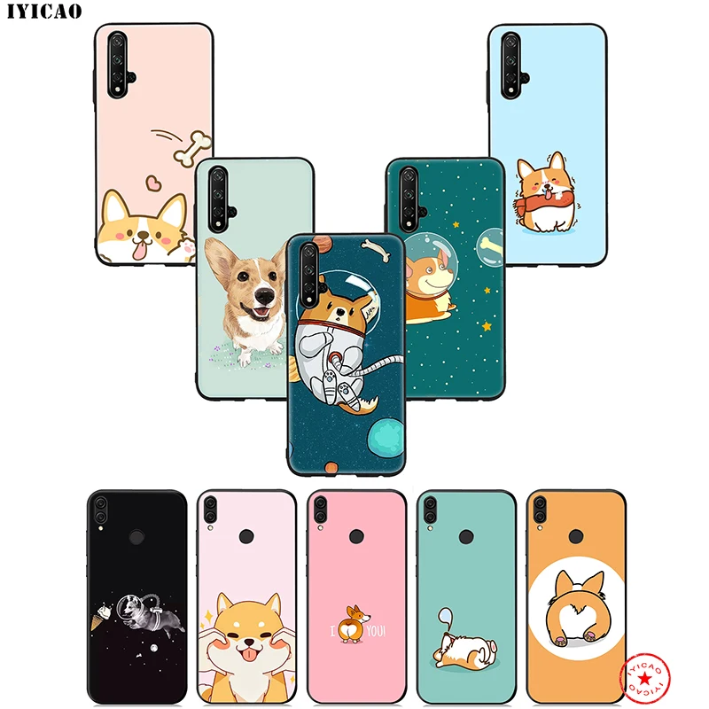 Мультфильм милый корги собаки мягкий чехол для huawei Honor 20 10 9X9 8C 8X8 7X 7C 7A 6A Nova 5i 4 3i 2 2i