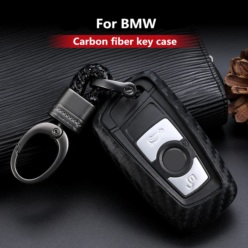 Силиконовый чехол для ключей с узором из углеродного волокна BMW 520 525 730li 740 118 320i 1 3 5